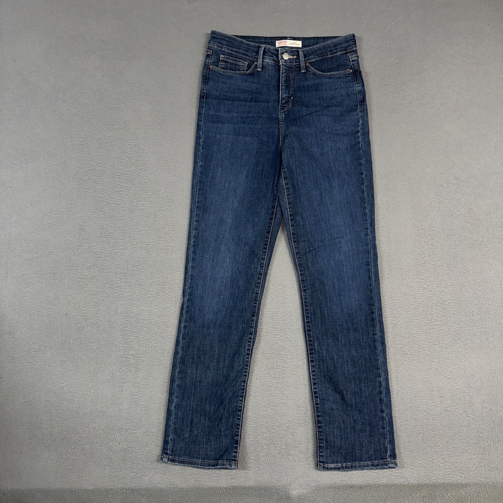 Signature Levis Jeans Womens 4 Blue High Rise Shaping Straight Stretch Denim